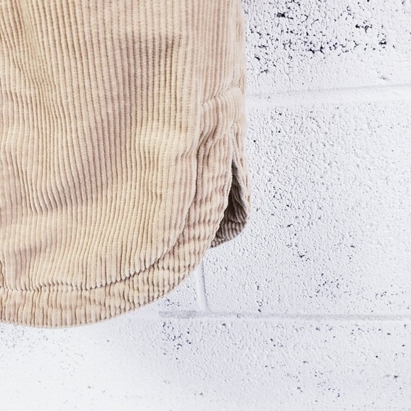 Lucky Brand Womens Large Long Corduroy Jacket Faux Fur Collar Tan Button Front - Picture 7 of 10